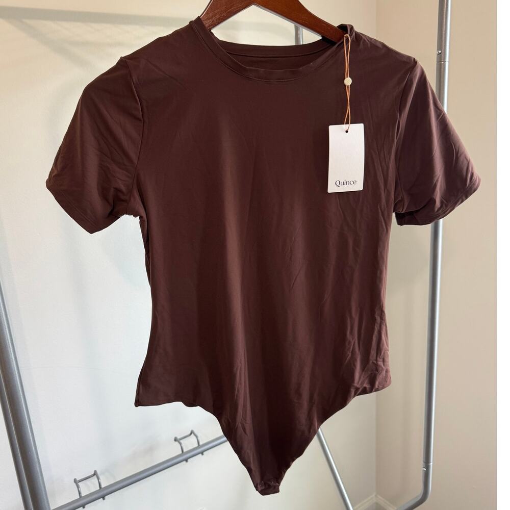Quince NWT Short Sleeved Brown Bodysuit Size XL